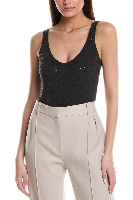 Brunello Cucinelli Cucinelli Grauer Baumwoll-Body by Brunello Cucinelli Cucinelli