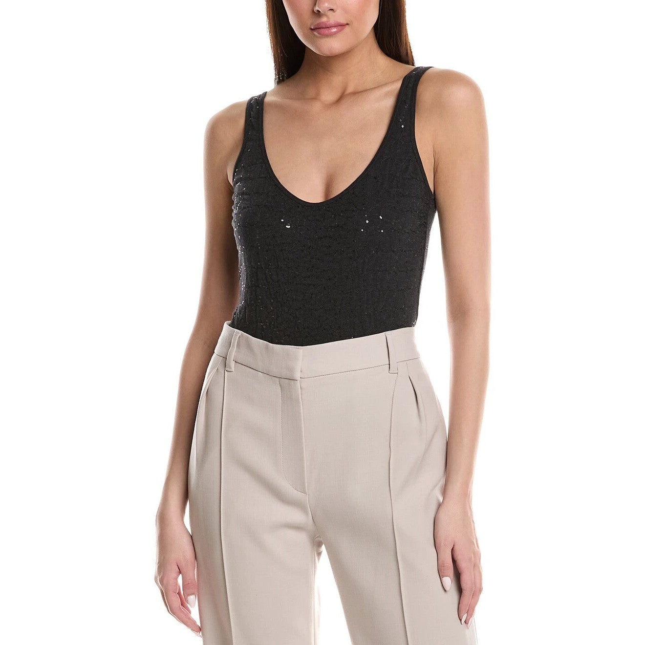 Brunello Cucinelli Cucinelli Grauer Baumwoll-Body by Brunello Cucinelli Cucinelli