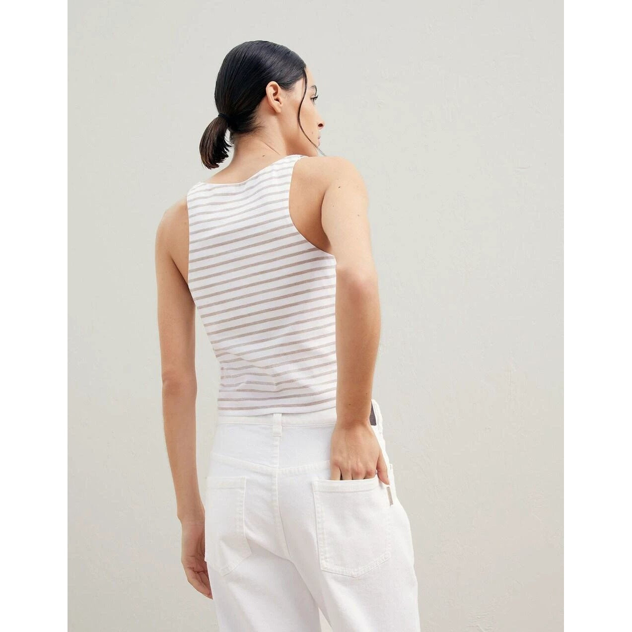 Brunello Cucinelli Weiße Baumwoll-Tanktops by Brunello Cucinelli