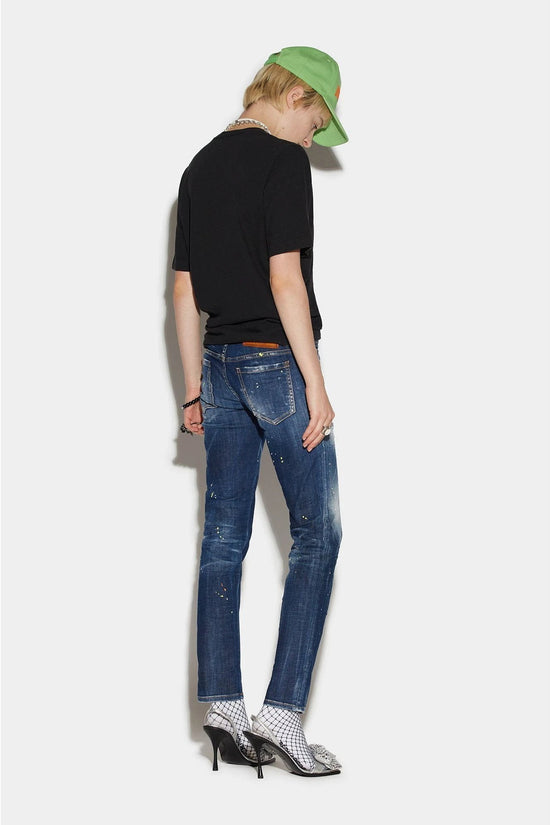 Dsquared² Navy Blue Fibres Skinny Jeans by Dsquared²