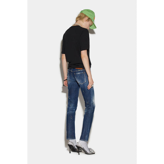 Dsquared² Navy Blue Fibres Skinny Jeans by Dsquared²