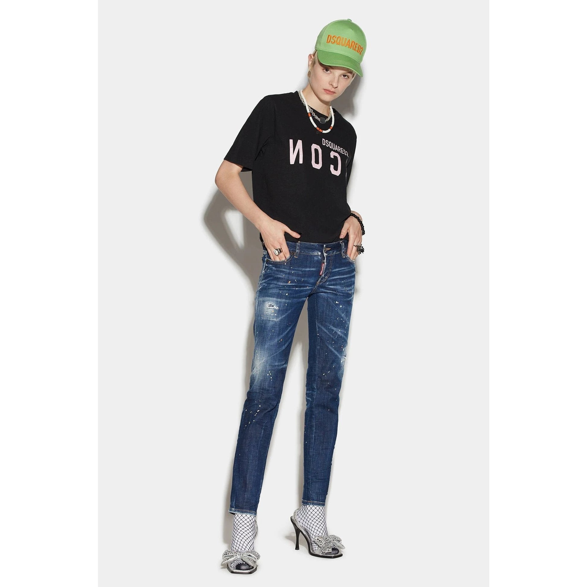 Dsquared² Navy Blue Fibres Skinny Jeans by Dsquared²