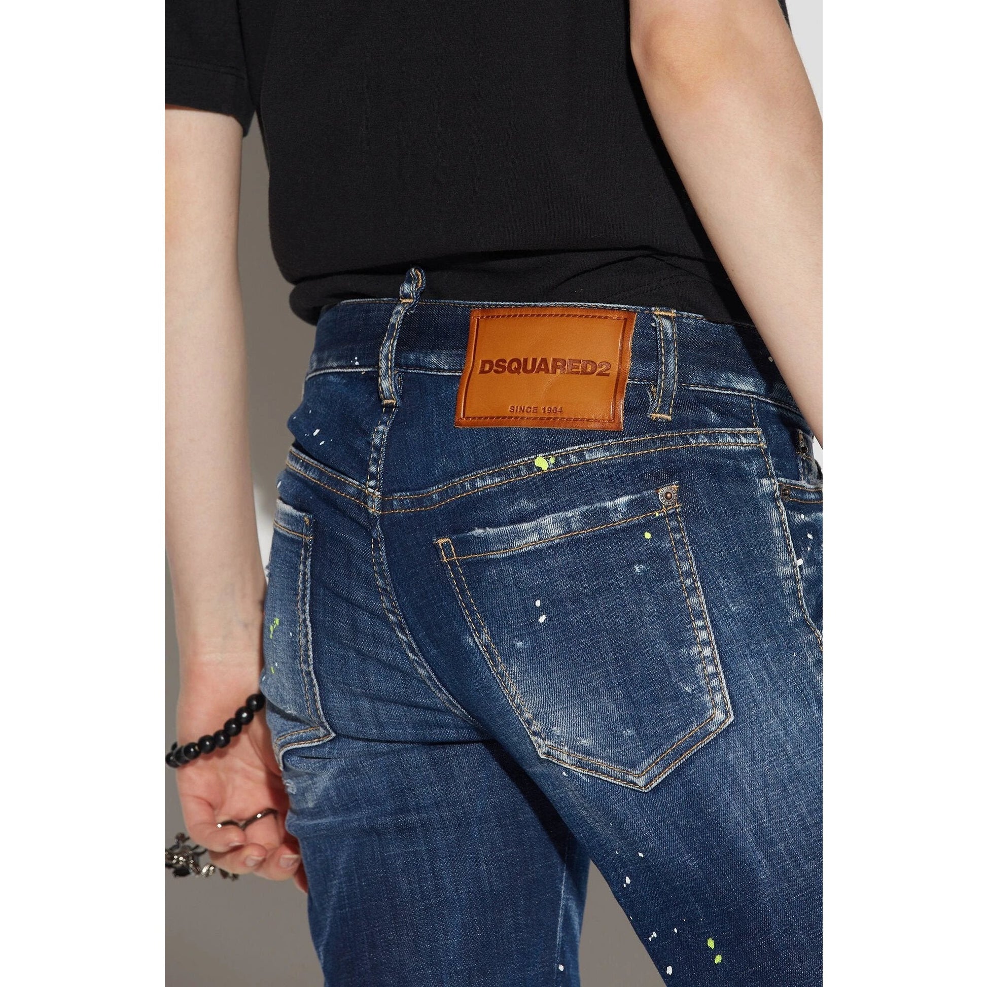 Dsquared² Navy Blue Fibres Skinny Jeans by Dsquared²