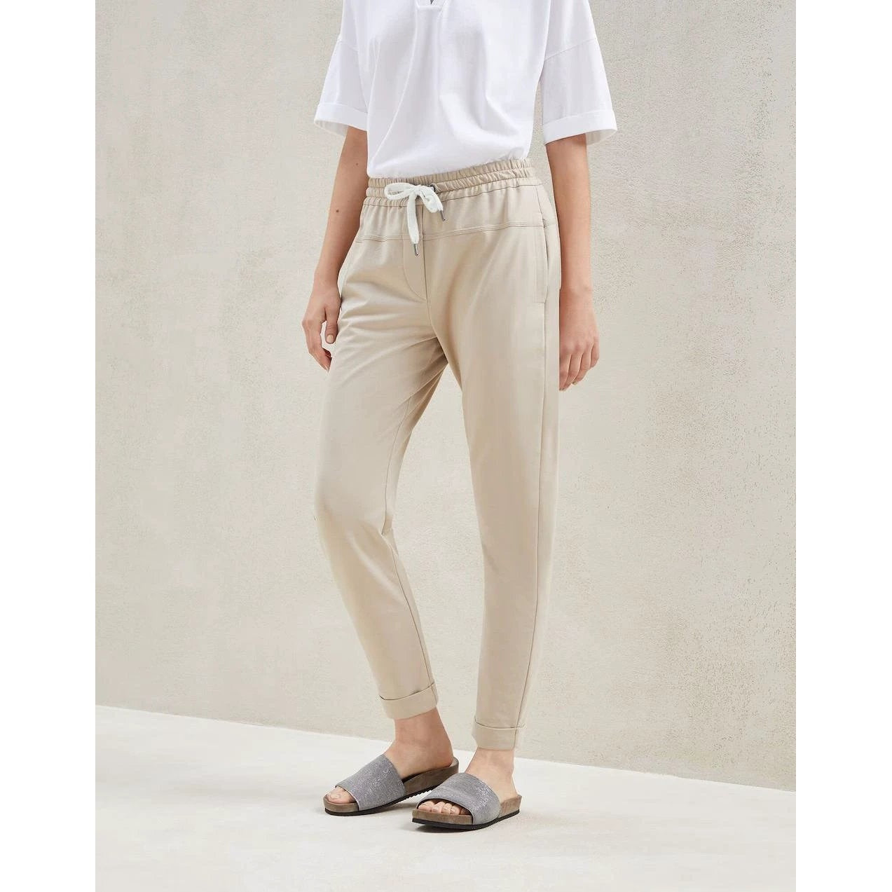Brunello Cucinelli Weiße Baumwoll-Jogginghose (Sporthose) by Brunello Cucinelli
