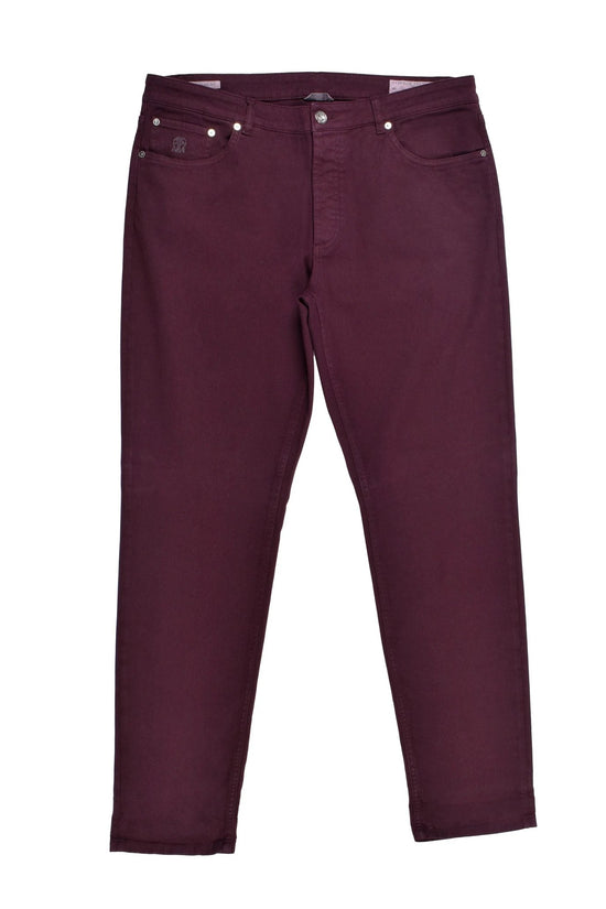 Brunello Cucinelli Burgunderfarbene Baumwollhose by Brunello Cucinelli