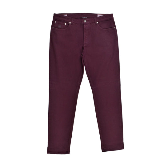 Brunello Cucinelli Burgunderfarbene Baumwollhose by Brunello Cucinelli