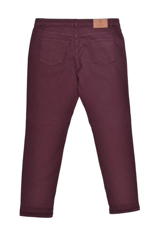Brunello Cucinelli Burgunderfarbene Baumwollhose by Brunello Cucinelli