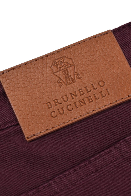 Brunello Cucinelli Burgunderfarbene Baumwollhose by Brunello Cucinelli