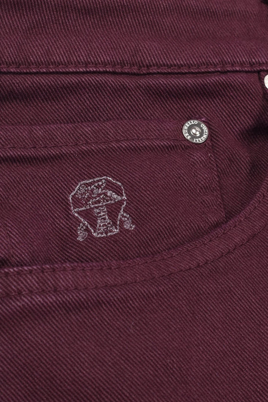Brunello Cucinelli Burgunderfarbene Baumwollhose by Brunello Cucinelli