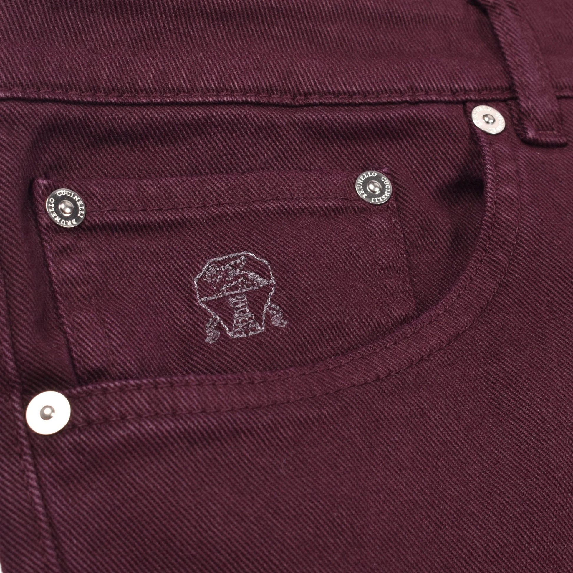 Brunello Cucinelli Burgunderfarbene Baumwollhose by Brunello Cucinelli