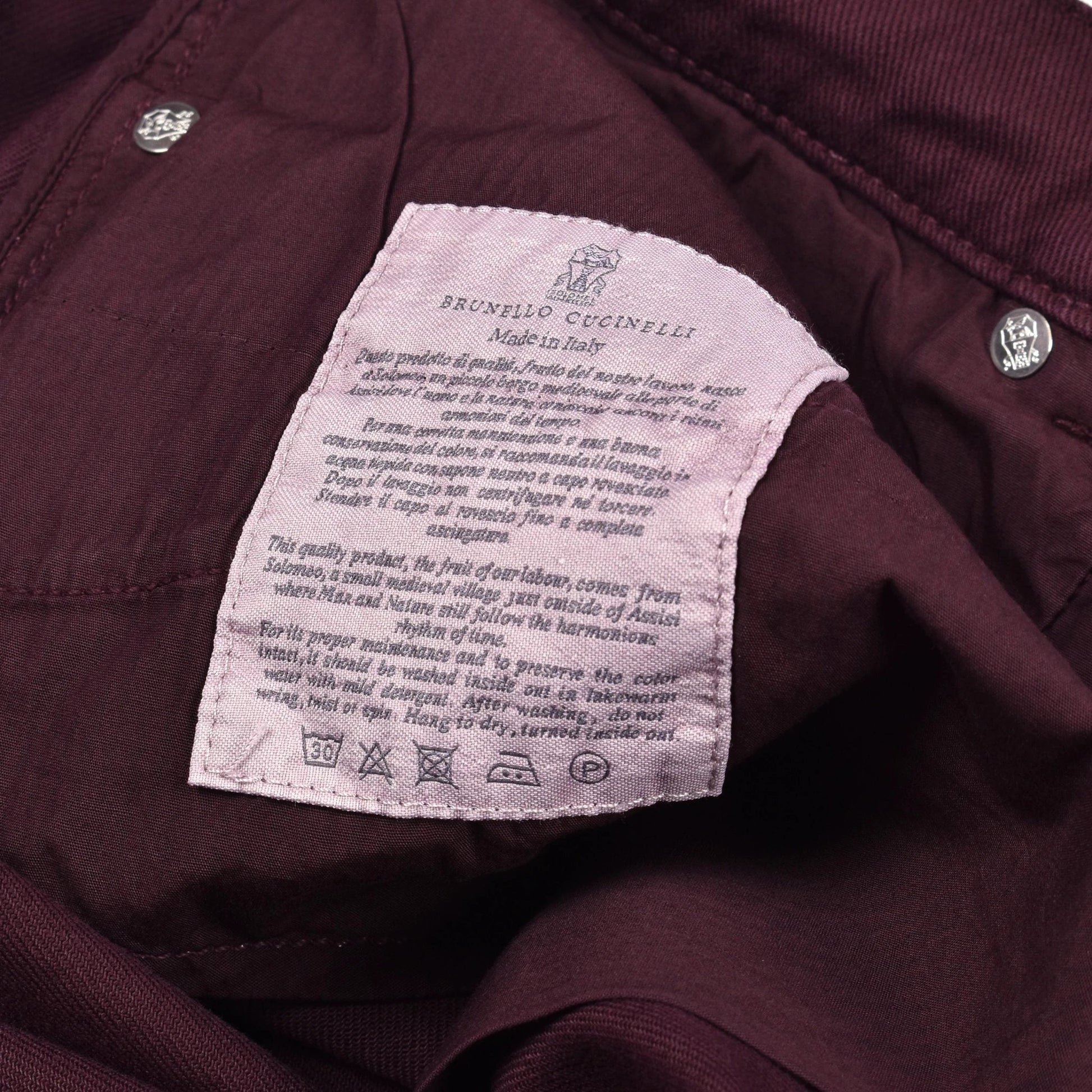 Brunello Cucinelli Burgunderfarbene Baumwollhose by Brunello Cucinelli