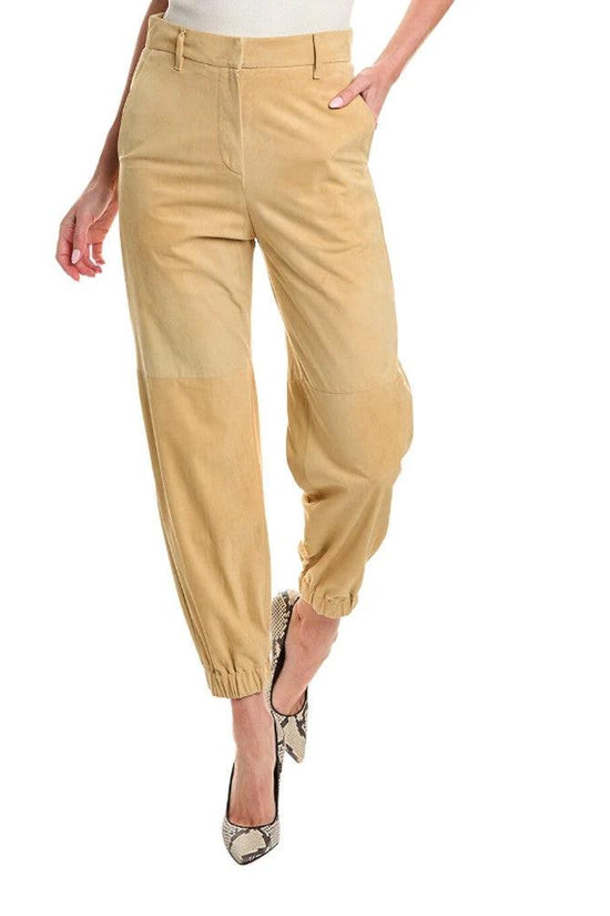Brunello Cucinelli Cucinelli Beige Lederhose by Brunello Cucinelli Cucinelli