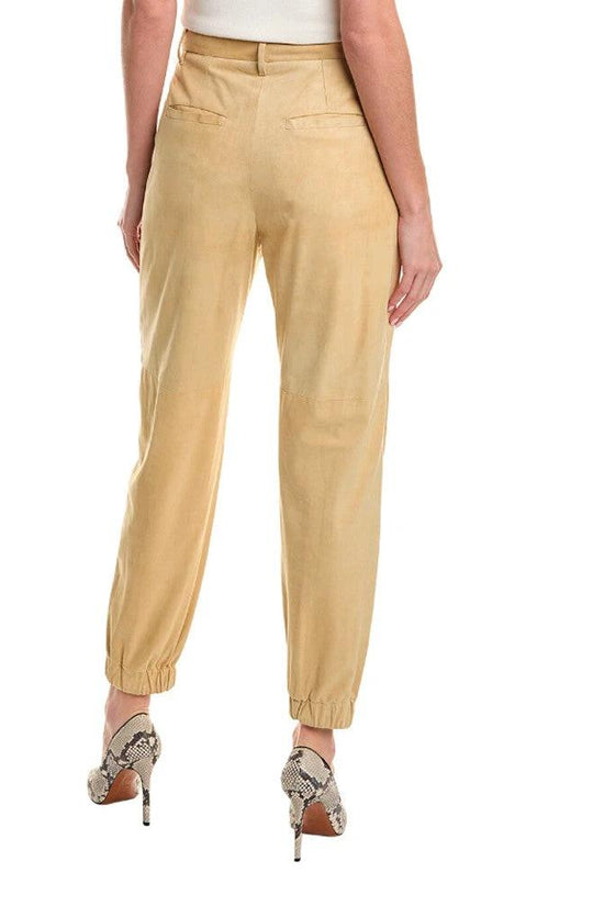 Brunello Cucinelli Beige Lederhose by Brunello Cucinelli