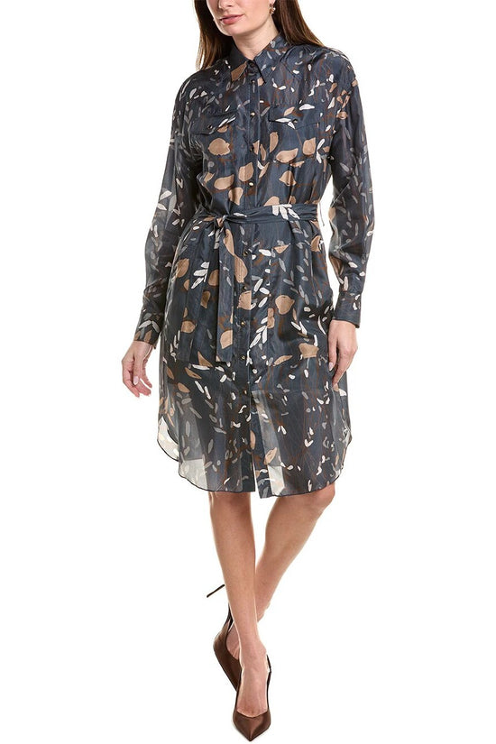 Brunello Cucinelli Cucinelli Blaues Seiden-Freizeitkleid by Brunello Cucinelli Cucinelli