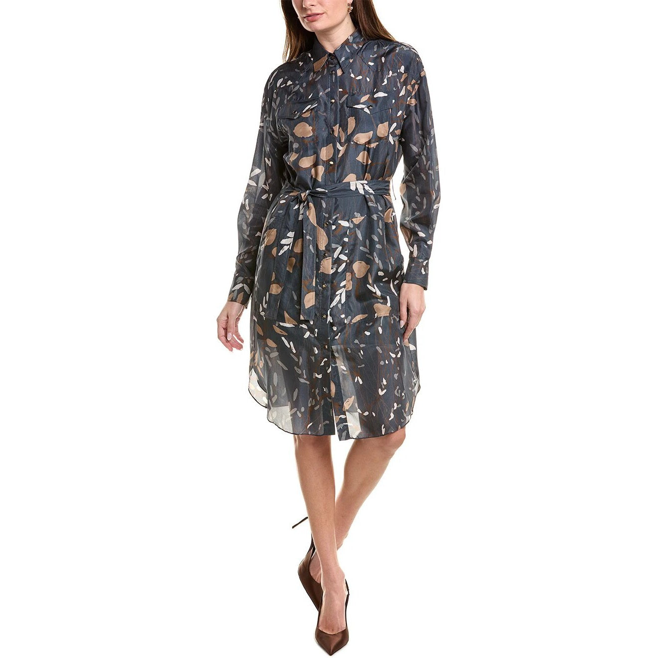 Brunello Cucinelli Cucinelli Blaues Seiden-Freizeitkleid by Brunello Cucinelli Cucinelli