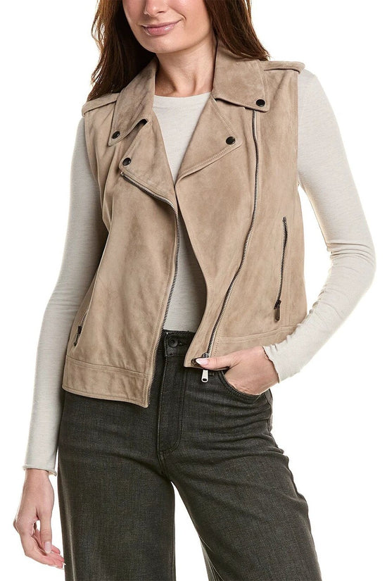 Brunello Cucinelli Cucinelli Beige Leather Jacket by Brunello Cucinelli Cucinelli