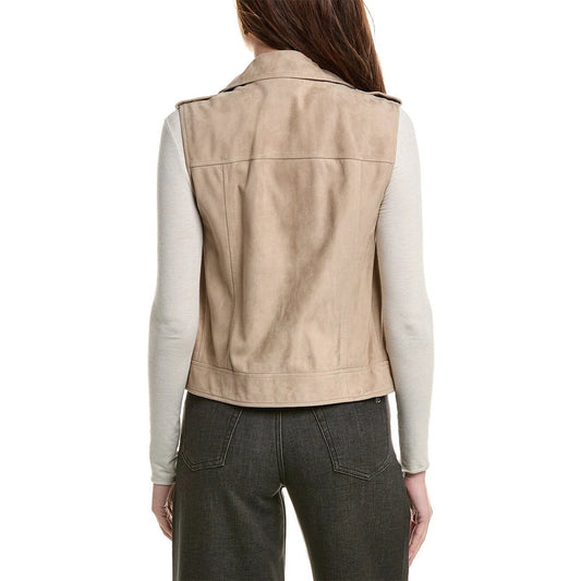 Brunello Cucinelli Beige Leather Jacket by Brunello Cucinelli