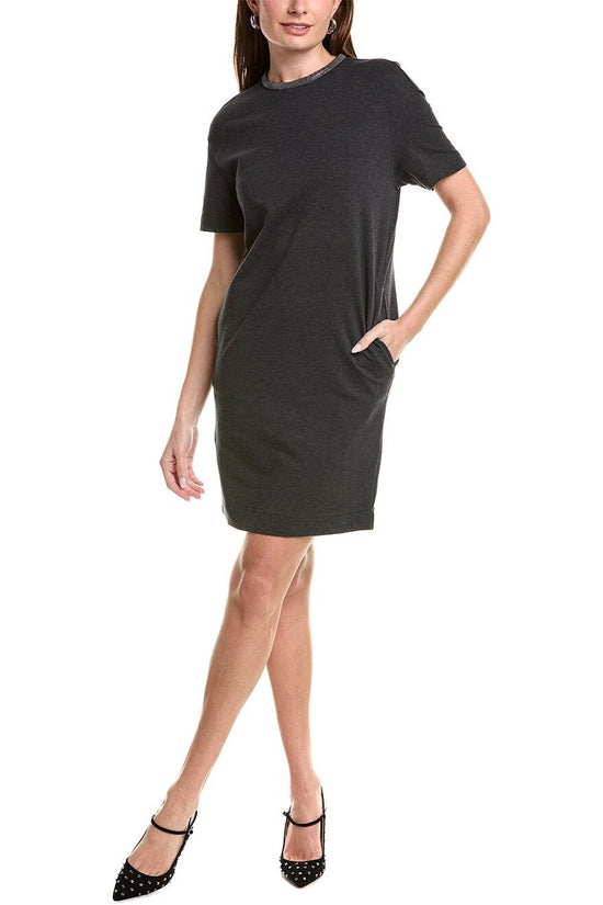 Brunello Cucinelli Cucinelli Graues Baumwoll-Freizeitkleid by Brunello Cucinelli Cucinelli