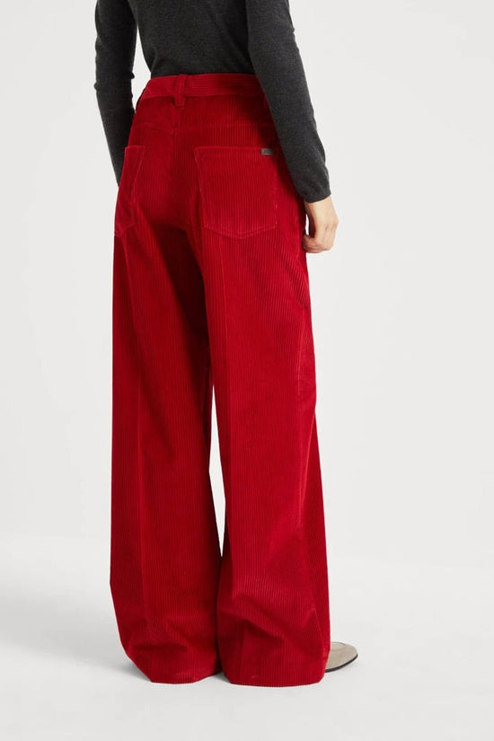 Brunello Cucinelli Rote Baumwollhose mit ausgestelltem Bein by Brunello Cucinelli