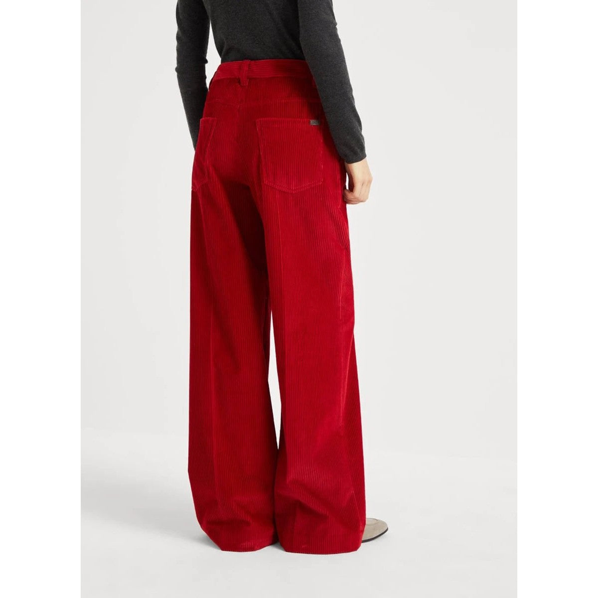 Brunello Cucinelli Rote Baumwollhose mit ausgestelltem Bein by Brunello Cucinelli