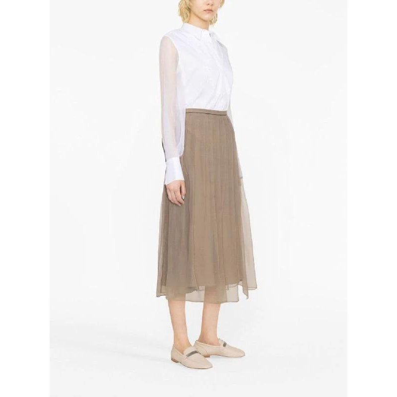 Brunello Cucinelli Weißes Baumwollkleid-Hemd by Brunello Cucinelli