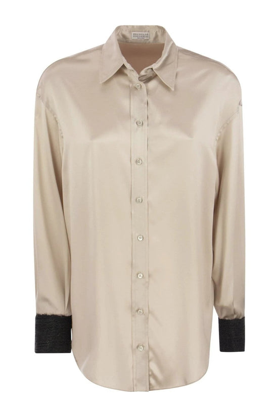 Brunello Cucinelli Beige Seidenbluse by Brunello Cucinelli