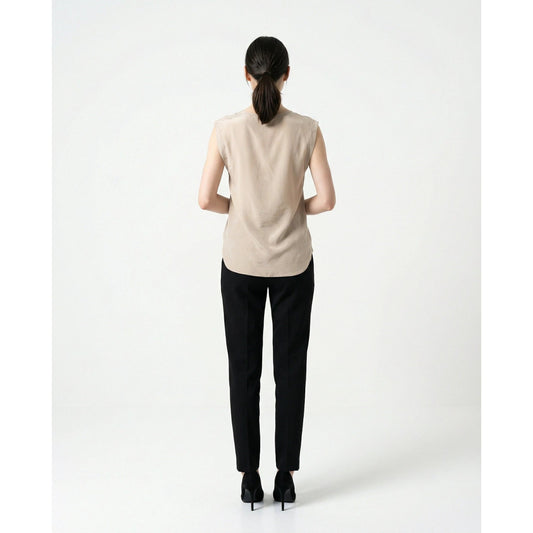 Brunello Cucinelli Beige Seidentops by Brunello Cucinelli