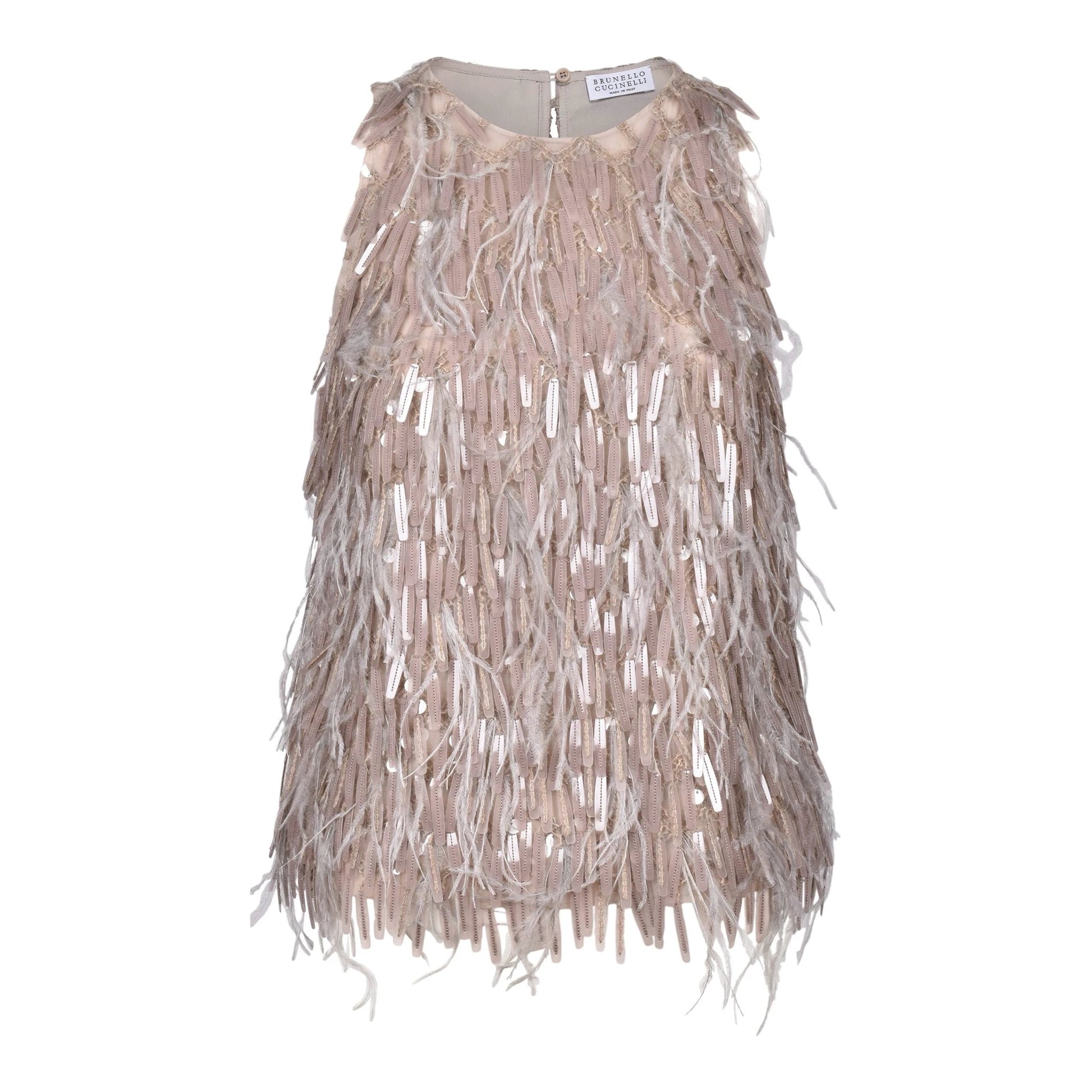 Brunello Cucinelli Cucinelli Beiges Seiden-Cocktailkleid by Brunello Cucinelli Cucinelli