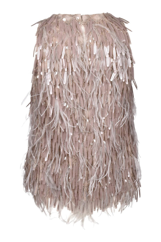 Brunello Cucinelli Beiges Seiden-Cocktailkleid by Brunello Cucinelli