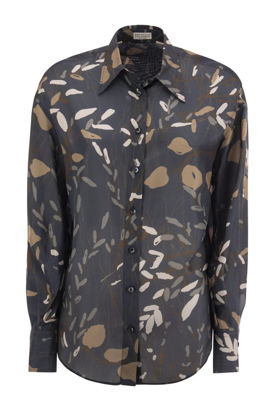 Brunello Cucinelli Cucinelli Blaues Hemd mit Seidenmuster by Brunello Cucinelli Cucinelli