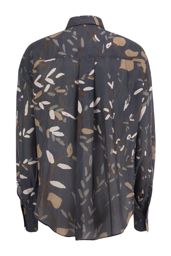 Brunello Cucinelli Blaues Hemd mit Seidenmuster by Brunello Cucinelli