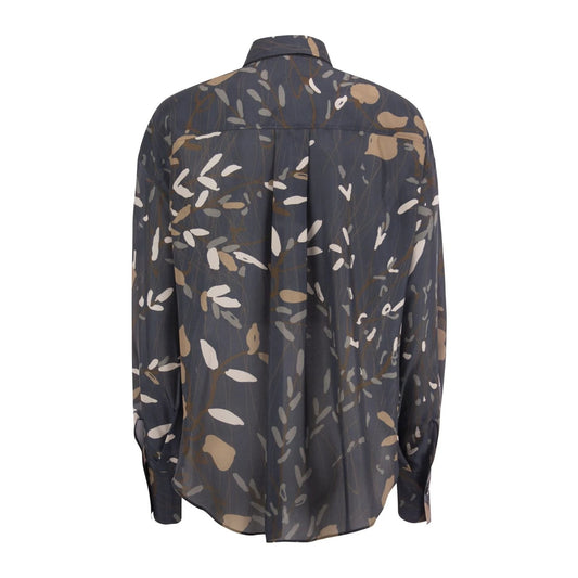 Brunello Cucinelli Blaues Hemd mit Seidenmuster by Brunello Cucinelli