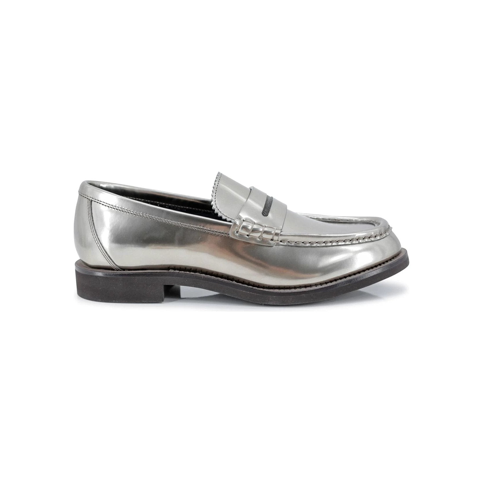 Brunello Cucinelli Cucinelli Graue Loafer aus Leder zum Hineinschlüpfen by Brunello Cucinelli Cucinelli