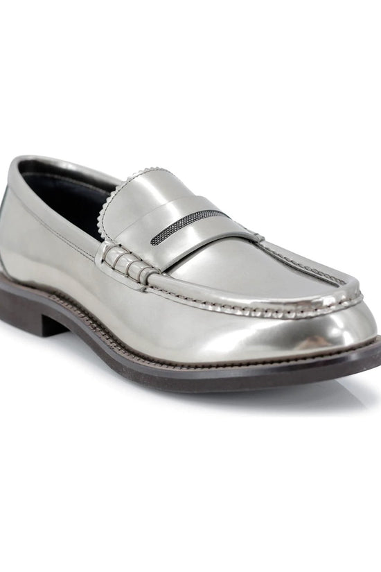 Brunello Cucinelli Graue Loafer aus Leder zum Hineinschlüpfen by Brunello Cucinelli