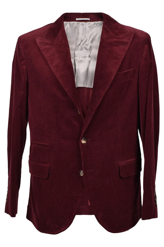 Brunello Cucinelli Burgunderfarbener Baumwollblazer by Brunello Cucinelli
