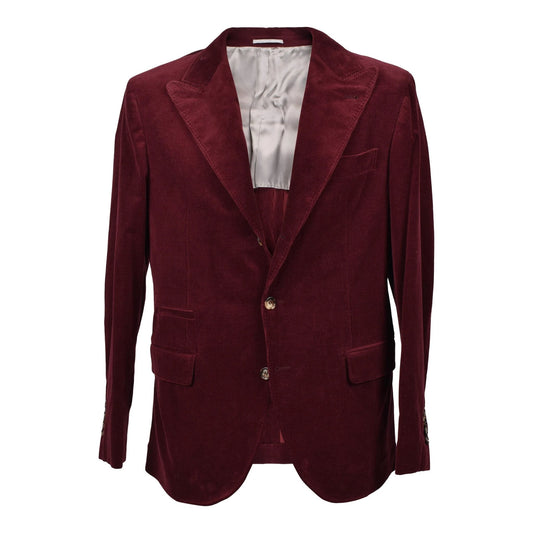 Brunello Cucinelli Burgunderfarbener Baumwollblazer by Brunello Cucinelli
