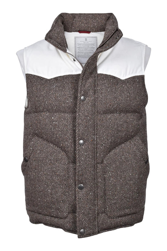 Brunello Cucinelli Cucinelli Brauner ärmelloser Wollblazer by Brunello Cucinelli Cucinelli