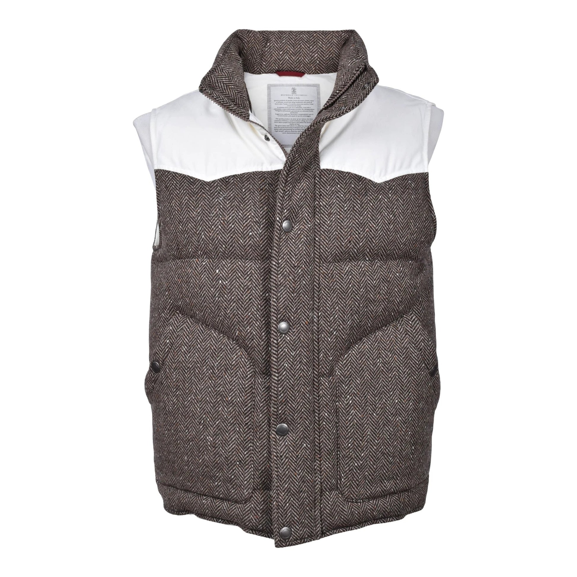 Brunello Cucinelli Cucinelli Brauner ärmelloser Wollblazer by Brunello Cucinelli Cucinelli