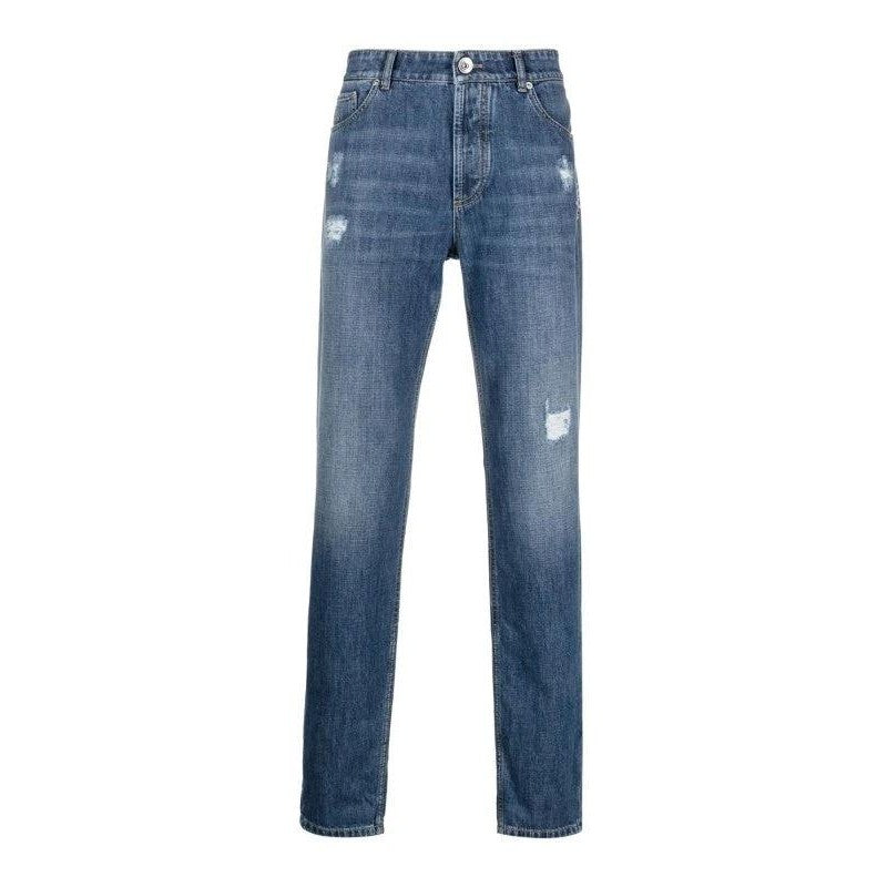 Brunello Cucinelli Cucinelli Blaue Baumwoll-Jeans mit geradem Bein by Brunello Cucinelli Cucinelli