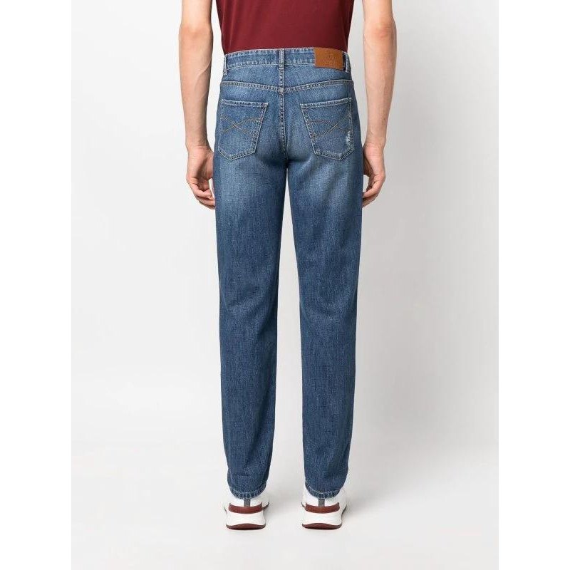 Brunello Cucinelli Blaue Baumwoll-Jeans mit geradem Bein by Brunello Cucinelli