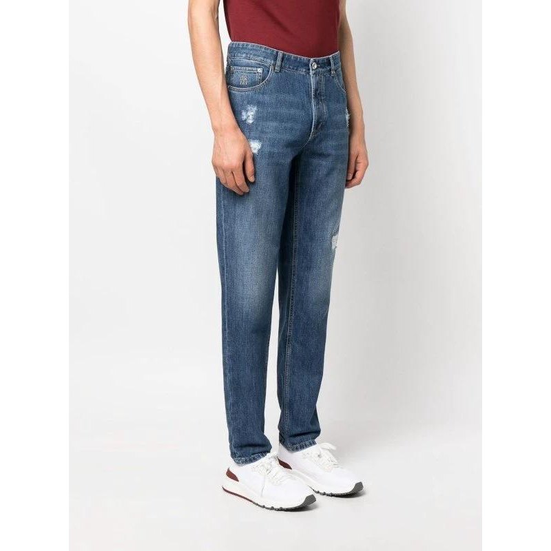 Brunello Cucinelli Blaue Baumwoll-Jeans mit geradem Bein by Brunello Cucinelli