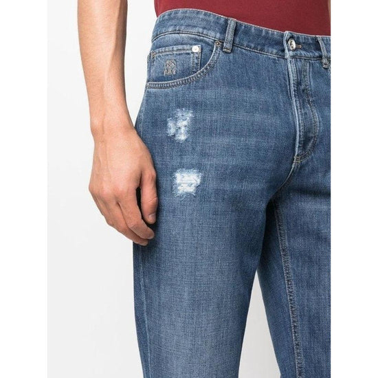 Brunello Cucinelli Blaue Baumwoll-Jeans mit geradem Bein by Brunello Cucinelli