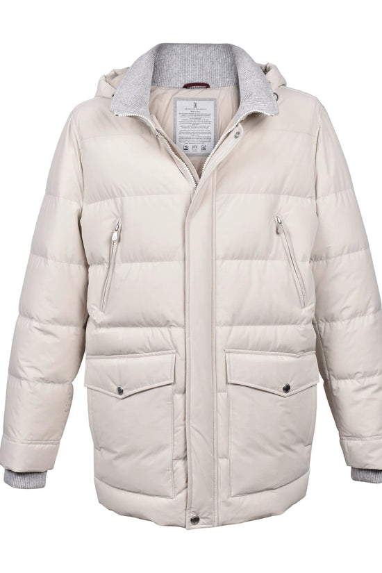 Brunello Cucinelli Weiße Polyamid-Jacke in voller Länge by Brunello Cucinelli