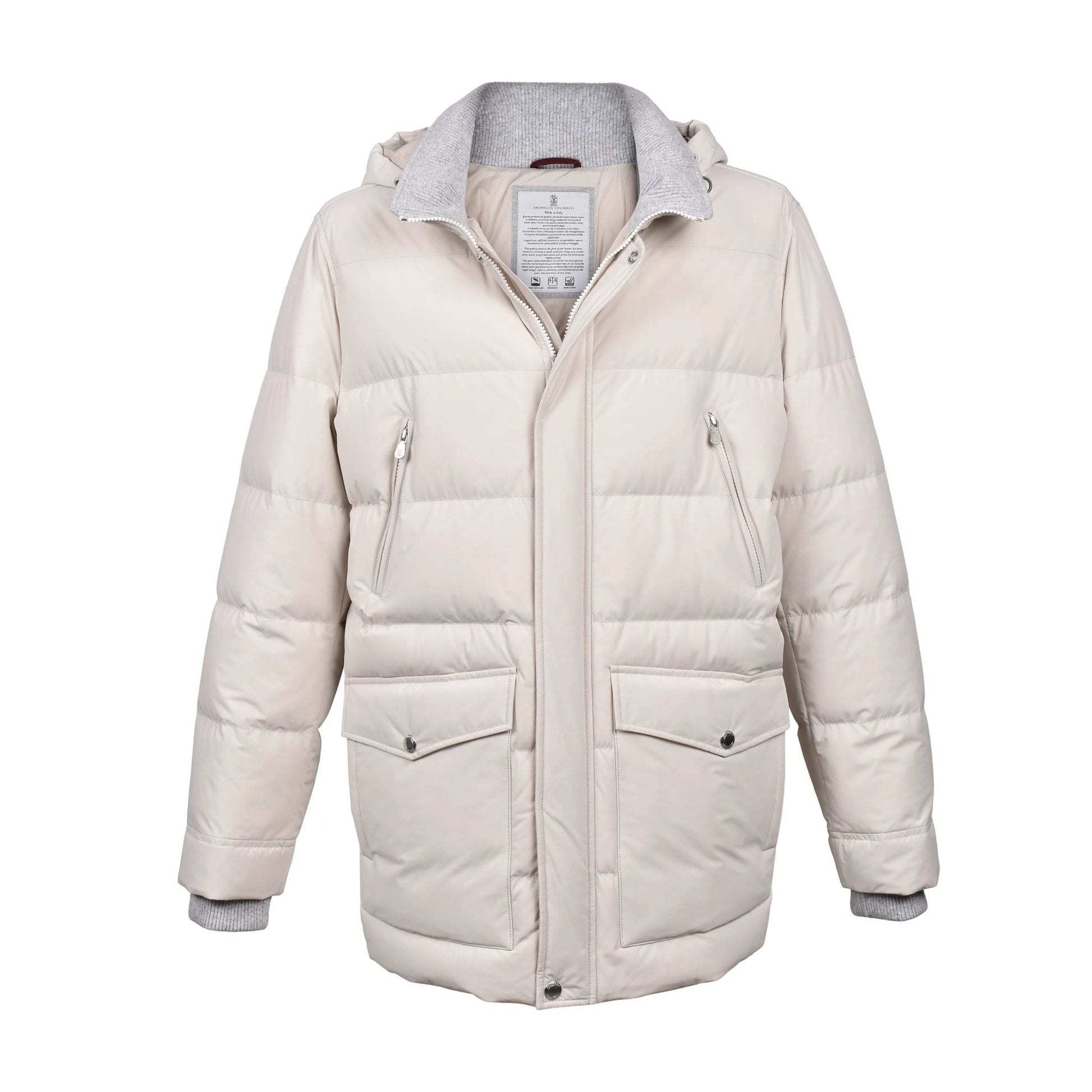 Brunello Cucinelli Weiße Polyamid-Jacke in voller Länge by Brunello Cucinelli