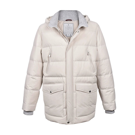 Brunello Cucinelli Weiße Polyamid-Jacke in voller Länge by Brunello Cucinelli