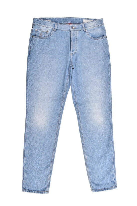 Brunello Cucinelli Cucinelli Blaue Baumwoll-Jeans im geraden Schnitt by Brunello Cucinelli Cucinelli
