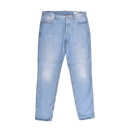 Brunello Cucinelli Cucinelli Blaue Baumwoll-Jeans im geraden Schnitt by Brunello Cucinelli Cucinelli