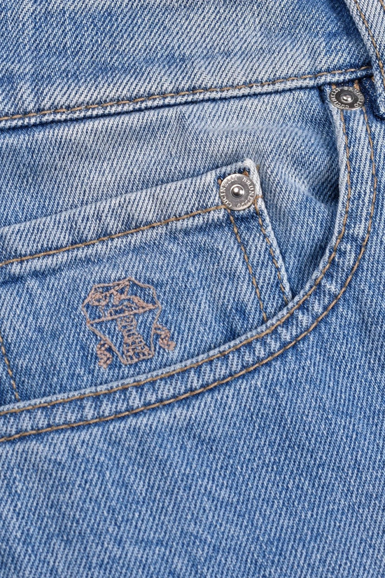 Brunello Cucinelli Blaue Baumwoll-Jeans im geraden Schnitt by Brunello Cucinelli