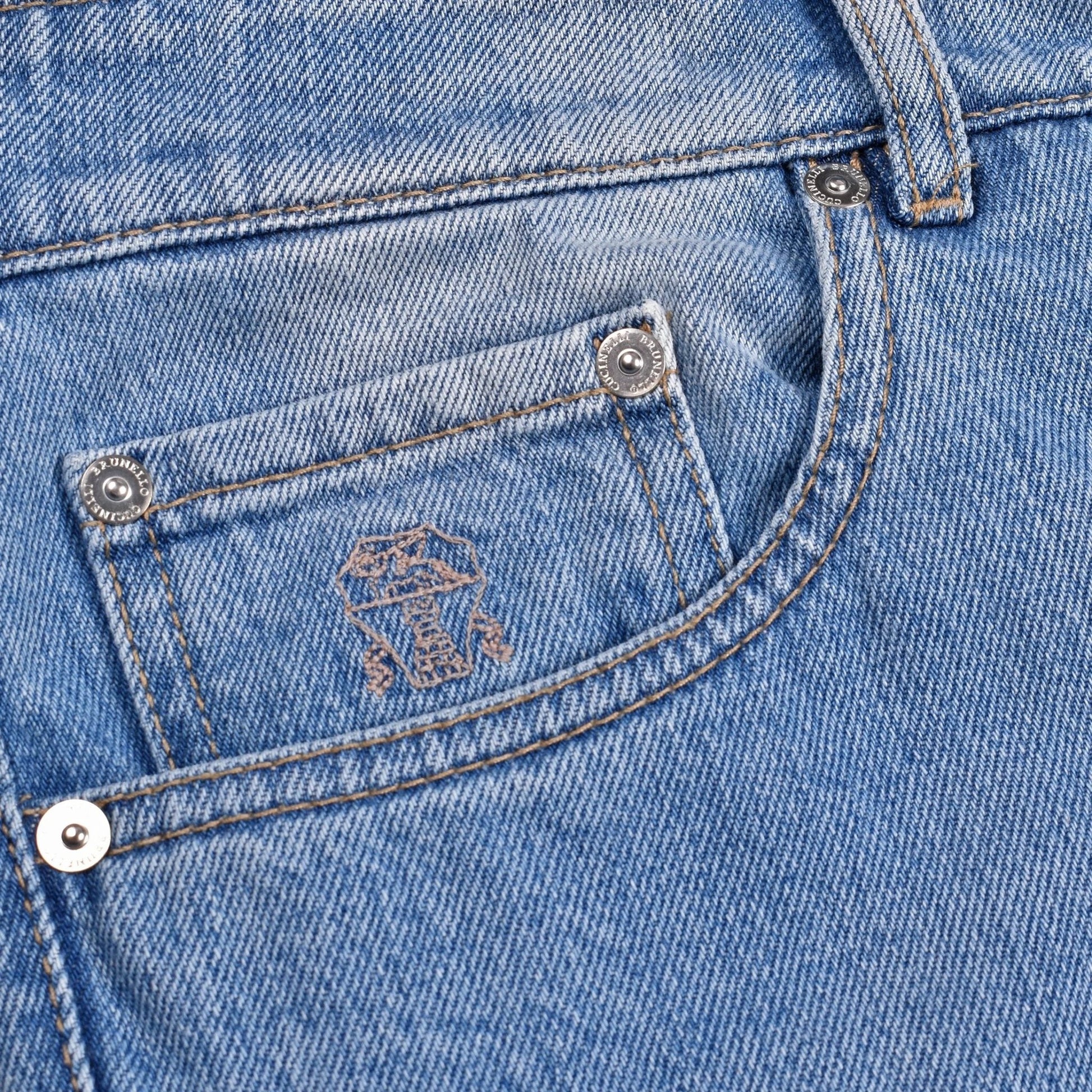 Brunello Cucinelli Blaue Baumwoll-Jeans im geraden Schnitt by Brunello Cucinelli