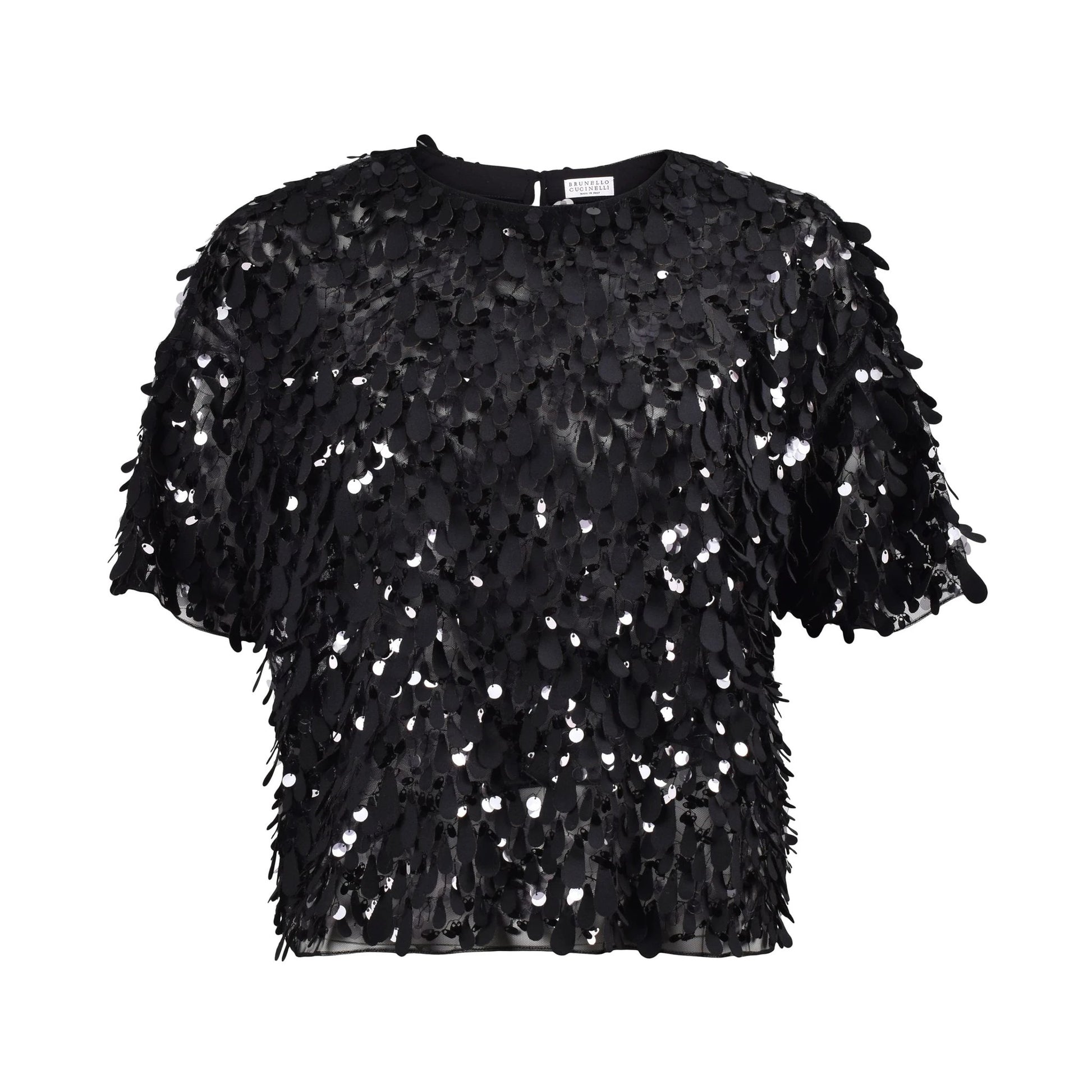 Brunello Cucinelli Schwarzes Woll-T-Shirt by Brunello Cucinelli